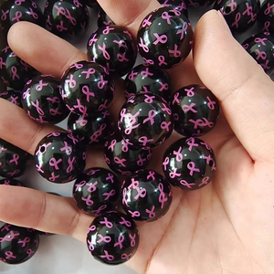 Vendita all'ingrosso nuova collana larga larga gioielli rotondi con stampa di perle acriliche colorate perline di gomma da masticare 20mm utilizzando per penne - Product Image 4