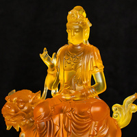 Artfamily - Statue de Bouddha en verre de cristal fait main sur mesure, Manjusri Bodhisattva et Samantabhadra Bodhisattva, design traditionnel