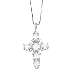 Vente chaude Croix Vierge Marie Collier Naturel Shell Perle Médaille Miraculeuse Or Zircon Crucifix Collier Femmes - Product Image 6