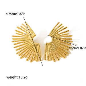 Geometric Ray <b>Stud</b> <b>Earrings</b> Inlaid With Diamonds For Women Party Fashion Jewelry Stainless Steel TE6461 - Product Image 5