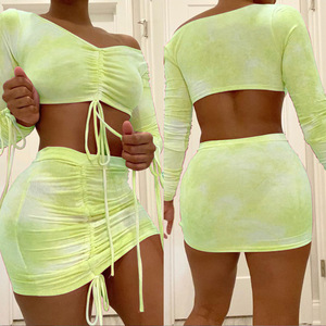 Sexy Set Due Pezzi Crop Top e Gonna di Corrispondenza Set di Club di Estate Di <span class=keywords><strong>Compleanno</strong></span> <span class=keywords><strong>Abiti</strong></span> <span class=keywords><strong>per</strong></span> le Donne Fuori Dalla Spalla Mini Breve 2 pezzi Set - Product Image 5