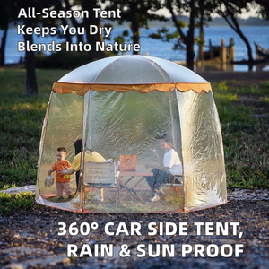 Grande Tenda Laterale per Auto in Tessuto Oxford, Impermeabile e Resistente al Sole, Senza Gambe, a Forma di Ventaglio, per Quattro Stagioni, Estensibile a 360°, per 3-4 Persone, Mimetica - Product Image 2