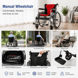 Silla de Ruedas Manual Plegable Ligera LEHO con 1 Año de Garantía <span class=keywords><strong>para</strong></span> el <span class=keywords><strong>Cuidado</strong></span> de <span class=keywords><strong>Ancianos</strong></span> y Personas con Discapacidad, Diseño de Inodoro - Product Image 3