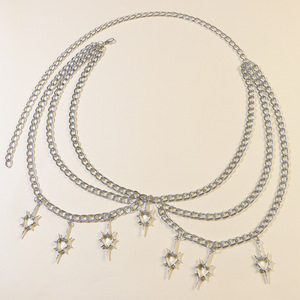 โซ่คาดเอวสไตล์พังก์ยุโรป จี้รูปหัวใจ โซ่คล้องตัวหลายชั้น สำหรับงานปาร์ตี้ เครื่องประดับแฟชั่น - Product Image 2