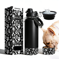 Bouteille de voyage multifonctionnelle 2 en 1 pour chien, en acier inoxydable, isolée, avec compartiment amovible pour le stockage des aliments