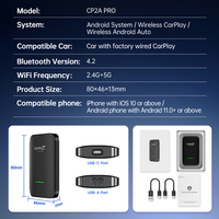 CarlinKit CP2A PRO CarPlay Android Auto AI Box, Adaptador USB Inalámbrico para Convertir CarPlay con Cable a Inalámbrico, Dongle para Teléfonos Apple y Android