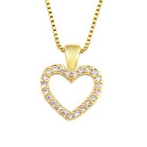 UM JEWELRY Cadena de Eslabones de Cobre Chapado en Oro de 18K con Forma de Corazón Hueco Elegante de Alta Calidad y Circonita Cúbica, Engaste de Garra, Regalo Romántico - Product Image 2