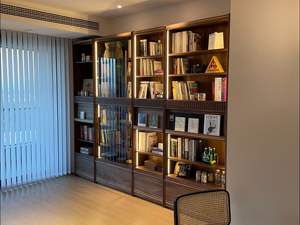 Librero Contemporáneo de Madera Negra con Gran Capacidad, Mueble de Almacenamiento Portátil para Sala de Estar, Vitrina, Mueble para el Hogar - Product Image 6