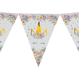 Kit de Artículos para Fiesta de Unicornio, Platos de Papel, Vasos, Gorros, Decoraciones Desechables con Estampado Dorado para Fiestas Infantiles - Product Image 5
