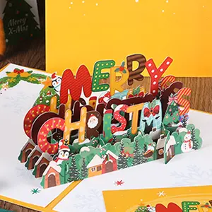 New Christmas Creative 3D Three-dimensional Greeting Card Paper Engraving Blessing Thank You Card Envelope Set