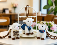 Porte-clés en peluche mignon en forme de chèvre blanche ou d'agneau, pendentif pour sac à dos, pour machine à griffes, économique