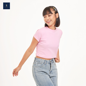 เสื้อยืดครอปสีชมพู Babytee ราคาถูก ระบายอากาศได้ดี ไม่เป็นขุย แขนสั้น คอทรงโอ เสื้อผ้าผู้หญิง - Product Image 2