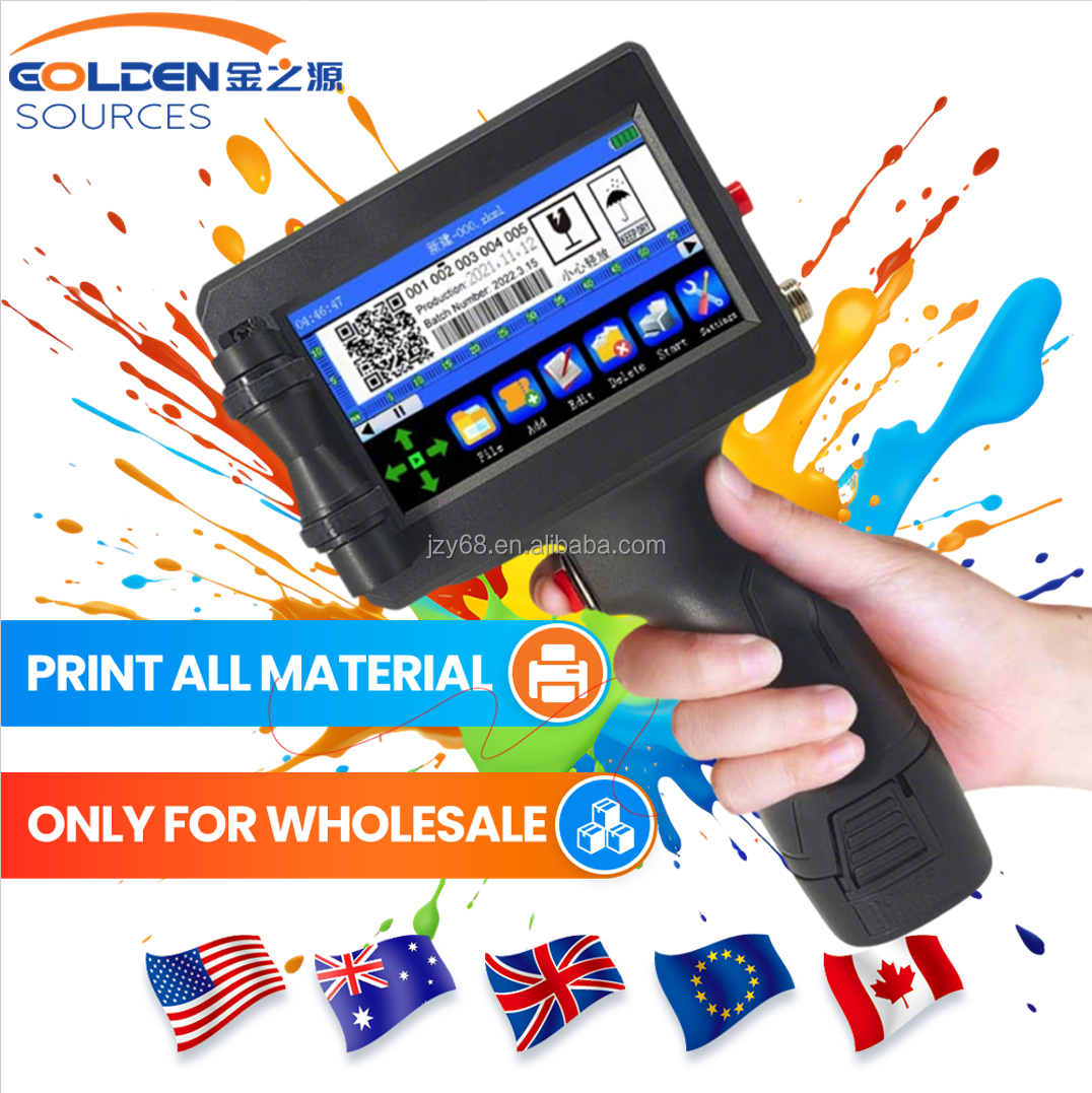Barcode datumprinter, draagbare inkt straal printer, 4,3 inch touchscreen  handprinter voor tekst QR code afbeelding