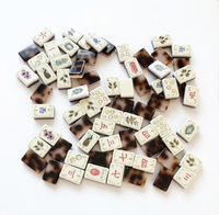 Jeu de tuiles de mahjong en acrylique écaille de tortue, durable, écologique, personnalisé, cadeau de voyage, jeu de divertissement, motifs paon et fleurs, 4
