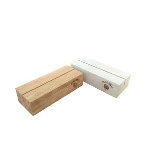 Rustic Wooden Block Base Oak Wood Display Stands Acrylic Sign <strong>Holders</strong> <strong>Name</strong> Card <strong>Table</strong> Number <strong>Holder</strong> for Weddings Parties Events - Product Image 1
