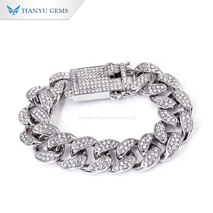 Tianyu-pulsera <span class=keywords><strong>cubana</strong></span> de 6 a 8 pulgadas para hombre, gemas personalizadas, chapadas en plata auténtica, oro de 18K grueso, Hip Hop - Product Image 1