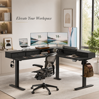 Bureau assis-debout électrique à double moteur en métal moderne en forme de L pour le bureau, avec cadre réglable en hauteur, idéal pour l'ordinateur - Vente en gros