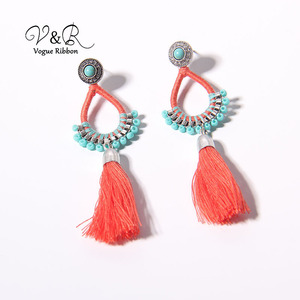 joyas de piedra de pavimentación de Textil envuelto con cuentas borla Frange gota <span class=keywords><strong>pendientes</strong></span> de cristal de Murano <span class=keywords><strong>pendientes</strong></span> - Product Image 1