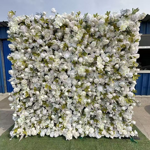 Panneau mural en tissu <span class=keywords><strong>de</strong></span> soie 5D <span class=keywords><strong>de</strong></span> haute qualité, enroulable, rose brûlé, verdure, fleurs, pour la décoration <span class=keywords><strong>de</strong></span> fond <span class=keywords><strong>de</strong></span> mariage - Product Image 3