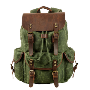 Men's Waterproof Retro String Canvas <b>Backpack</b> Vintage Laptop Travel Bag Arcuate Shoulder Strap 20L All Seasons Custom - Product Image 1