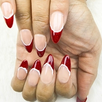 Uñas a presión uñas de almendra estilo minimalista francés irregular alta calidad reutilizable fábrica al por mayor
