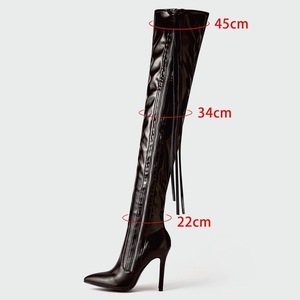 Bottes hautes à talon aiguille pour femmes européennes et américaines, bottes à talon haut à jambe fine avec fermeture éclair latérale, bottes à talon haut tendance - Product Image 1