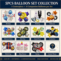 Lot de 6 ballons Mylar en forme d'étoile avec nœud et pompon, style féminin mignon, pour décoration d'ambiance douce pour fête d'anniversaire