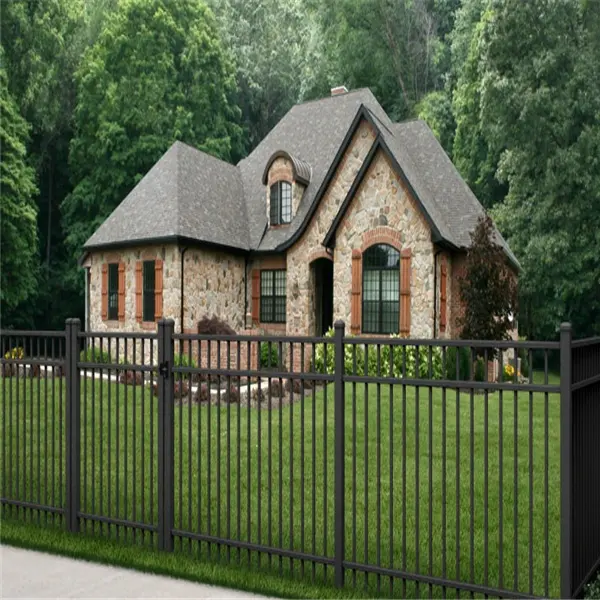 6ft black iron fence rigid steel fence for properties