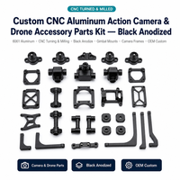 Kit de pièces de drone pour caméra d'action en alliage d'aluminium usiné CNC sur mesure, anodisé noir, supports de cardan de course FPV, cadres, supports OEM