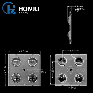 HONJU, lentes <span class=keywords><strong>LED</strong></span> de plástico para PC de 90 grados, módulo óptico 5050, lente cuadrada para luces de estadio para iluminación exterior, estructura plano-convexa - Product Image 3