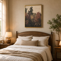 Peinture vintage de jardin de fleurs, motif de fleurs de genciane, impressionniste, sur toile encadrée, grande taille, moderne, décorative, pour la maison ou le bureau