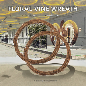 थोक हस्तनिर्मित गोल सूखे घास लालटेन तार फूलों की लटकी शादी के पुष्पचक्र सूखे अंगूर के इनडोर/आउटडोर घर सजावट - Product Image 4