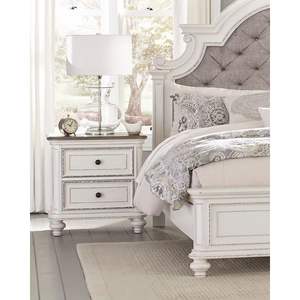 DB Traditional Design 1pc <b>Nightstand</b> Antique <b>White</b> and Brown-Gray Finish with Black Knobs Drawers Bedroom Furniture - Product Image 1