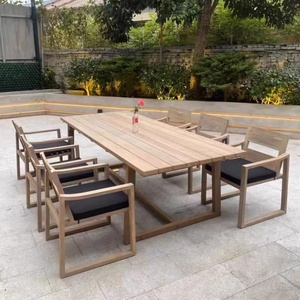 Ensemble table et chaises de jardin nordique en teck massif pour balcon et cour, mobilier d'extérieur décontracté et imperméable - Product Image 2