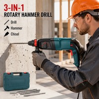 Marteau perforateur rotatif filaire GBH2-26D, 3 modes (perçage, martelage, sculpture), prise UE, kit d'outils électriques avec embouts, burins et mallette de rangement