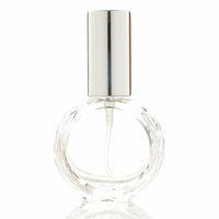 Nouveau style, flacons de parfum en verre transparent ronds rechargeables de 10 ml avec logo personnalisé, avec bouchon unique argenté, doré ou noir