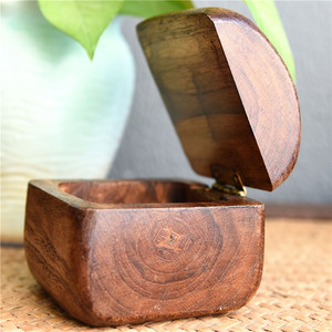 Ensemble de boîtes de rangement en bois massif, faites à la main, grain de bois naturel, ornement de bureau, boîte à bijoux, style d'Asie du Sud-Est - Product Image 2