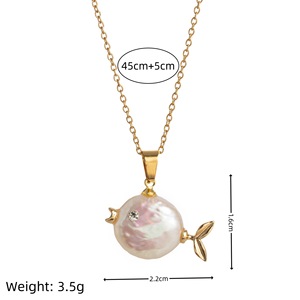 Boho Jewelry Embrasser <span class=keywords><strong>Poisson</strong></span> Clavicule Chaîne Collier Naturel Perle D'<span class=keywords><strong>eau</strong></span> <span class=keywords><strong>Douce</strong></span> Bighead <span class=keywords><strong>Poisson</strong></span> Pendentif <span class=keywords><strong>Poisson</strong></span> <span class=keywords><strong>Rouge</strong></span> Plaqué Or Collier - Product Image 5