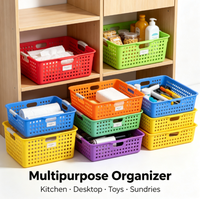 6 paniers de rangement en plastique ventilés empilables, bacs organisateurs polyvalents pour cuisine, bureau, jouets, collations et articles divers
