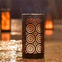 Lampe à flamme LED d'ambiance pour table à manger, classique, noire et blanche, simple, en forme de pétale de fleur, creuse, chaude, étanche IP44, pour extérieur