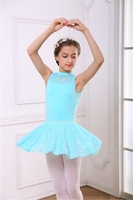 Justaucorps de danse de ballet en maille à manches courtes sur mesure vêtements avec jupe en dentelle vêtements de danse pour l'entraînement
