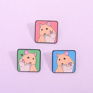 Mignon animal de compagnie petit <span class=keywords><strong>Hamster</strong></span> Selfie broche broche souris geste grosse pousse émail pour Badge UV impression coulée - Product Image 2
