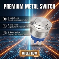 Interrupteur à bouton-poussoir en acier inoxydable IP65 16 mm avec combinaison 1NO LED 36V 2A pour contrôle industriel CE RoHS