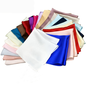 100% Real Mulberry Silk Satin Pocket Square 13.78 Inch Solid Multi Colors Handkerchiefs for <strong>Men</strong> - Product Image 1