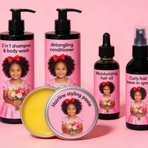 Kids Curly <b>Hair</b> Care Styling Set Organic Baby Shampoo Conditioner Detangling <b>Hair</b> <b>Growth</b> Oil <b>Spray</b> Edge Control - Product Image 5