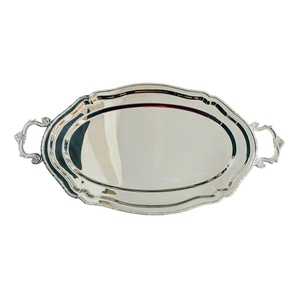 Assiette de service ovale en argent de haute qualité, design classique en métal poli, durable, pour les fêtes, vendeur d'Inde - Product Image 3