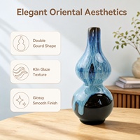 Vase à fleurs en céramique rustique de petite taille, cuite au four, avec glaçure fluide en forme de double gourde, pour décoration d'étagère de salon, en stock, couleur personnalisable