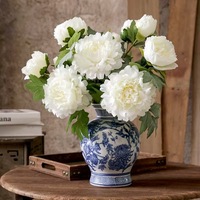 Dekorasi Bunga Buatan Peony Mewah untuk Meja Kopi Ruang Tamu, Rangkaian Bunga