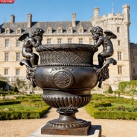 YOUFINE Urne de jardin décorative antique en bronze coulé, sculpture classique pour château