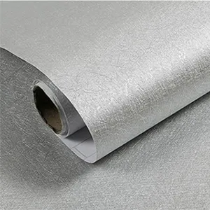 Mobile Home Decor Grey Silk Embossed Peel and Stick Wallpaper Roll